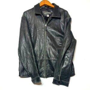 Banana Republic Vintage Leather READ Bomber Full Zip Buttery Soft Jacket Sz L
